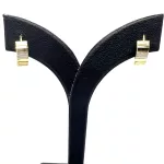 Patentzáras arany fülbevaló fehér-sárga színű