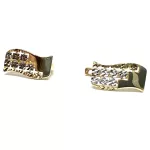 14 karátos fehér-sárga arany, gyémánt csiszolt  francia záras fülbevaló 