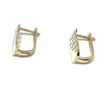 14 karátos fehér-sárga arany, gyémánt csiszolt  francia záras fülbevaló 