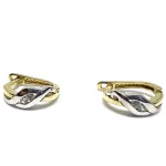 14 karátos fehér-sárga arany köves, francia záras fülbevaló 