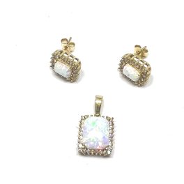   14 Karátos opálköves stekkeres fülbevaló és medál szett