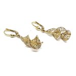 14 Karátos arany, patent záras, fehér-sárga fülbevaló