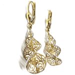 14 Karátos arany, patent záras, fehér-sárga fülbevaló