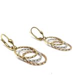 14 Karátos arany, patent záras, fehér-sárga-rozé fülbevaló