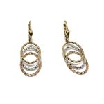 14 Karátos arany, patent záras, fehér-sárga-rozé fülbevaló