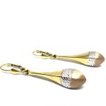 14 Karátos arany, patent záras, fehér-sárga-rozé fülbevaló