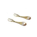 14 Karátos arany, patent záras, fehér-sárga-rozé fülbevaló