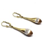 14 Karátos arany, patent záras, fehér-sárga-rozé fülbevaló