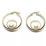 14 Karátos sorompó záras, gyöngyös arany fülbevaló