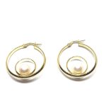 14 Karátos sorompó záras, gyöngyös arany fülbevaló