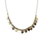 14 Karátos arany lánc fehér-sárga-rozé színben, szívekkel díszítve