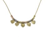 14 Karátos arany karlánc fehér-sárga-rozé színben, szívekkel díszítve