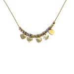 14 Karátos arany karlánc fehér-sárga-rozé színben, szívekkel díszítve