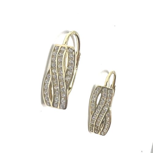 14 Karátos patent záras, köves arany fülbevaló