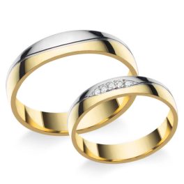   14 Karátos fehér-sárga arany karikagyűrű pár, választható méretbe