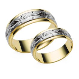   14 Karátos fehér-sárga arany karikagyűrű pár, választható méretbe