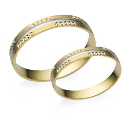   14 Karátos fehér-sárga arany karikagyűrű pár, választható méretbe