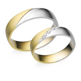   14 Karátos fehér-sárga arany karikagyűrű pár, választható méretbe