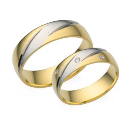   14 Karátos fehér-sárga arany karikagyűrű pár, választható méretbe