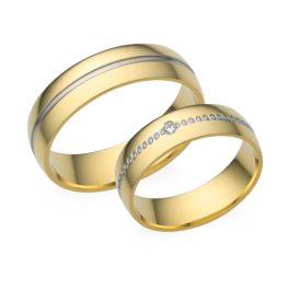   14 Karátos fehér-sárga arany karikagyűrű pár, választható méretbe