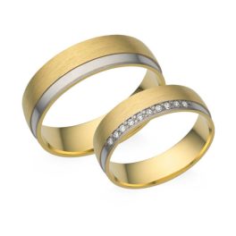   14 Karátos fehér-sárga arany karikagyűrű pár, választható méretbe