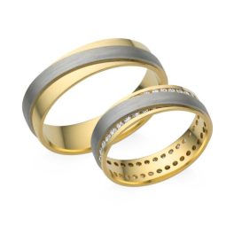   14 Karátos fehér-sárga arany karikagyűrű pár, választható méretbe