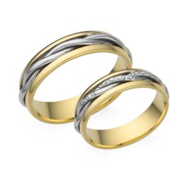   14 Karátos fehér-sárga arany karikagyűrű pár, választható méretbe