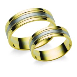   14 Karátos fehér-sárga arany karikagyűrű pár, választható méretbe